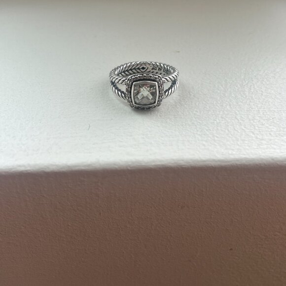 David Yurman Prasiolite Diamond and 925 Sterling Silver Ring - Picture 12 of 13